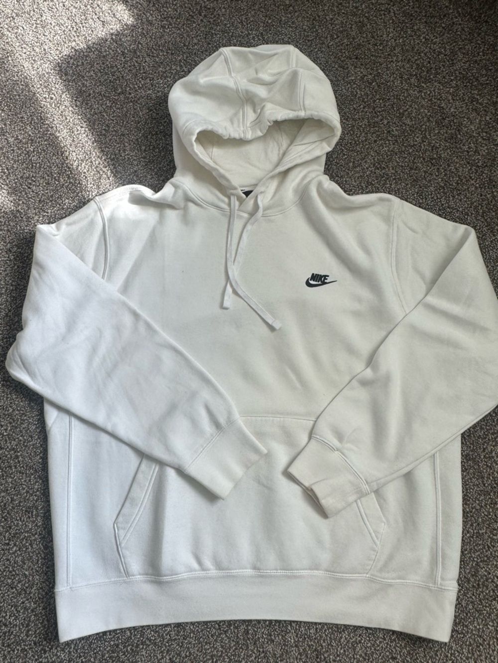 Nike White Hooded Sweatshirt with Black Swoosh